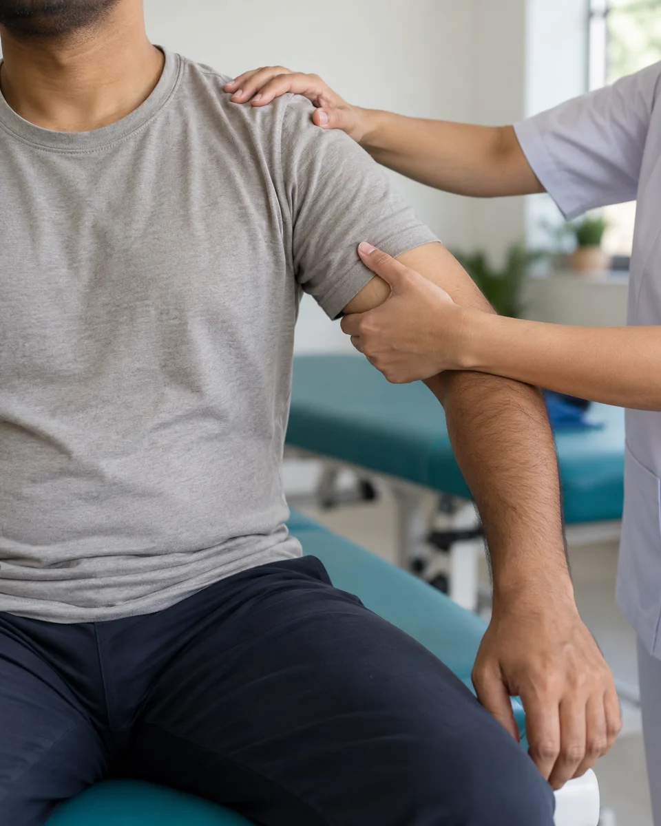 Illustrative image of a gentle shoulder assessment